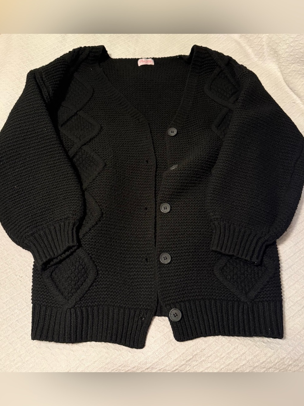 Pink Lily Black Men's Button-Up Knit Cardigan